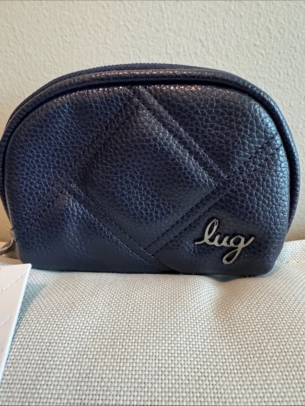 lug vegan leather Cosmetic Pouch/wallet RFID - Navy Blue